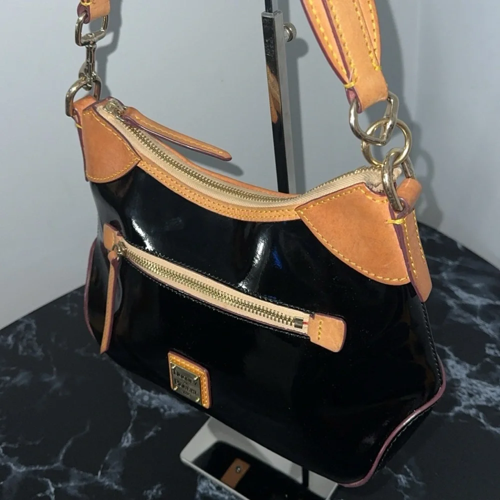 DOONEY & BOURKE Patent Small Hobo Black Shiny Patent Leather AUTHENTIC